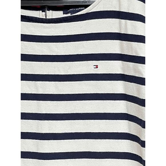 Tommy Hilfiger Womens 3/4 Sleeve Breton Dress Blue Ivory Striped Sz Small - Picture 3 of 6